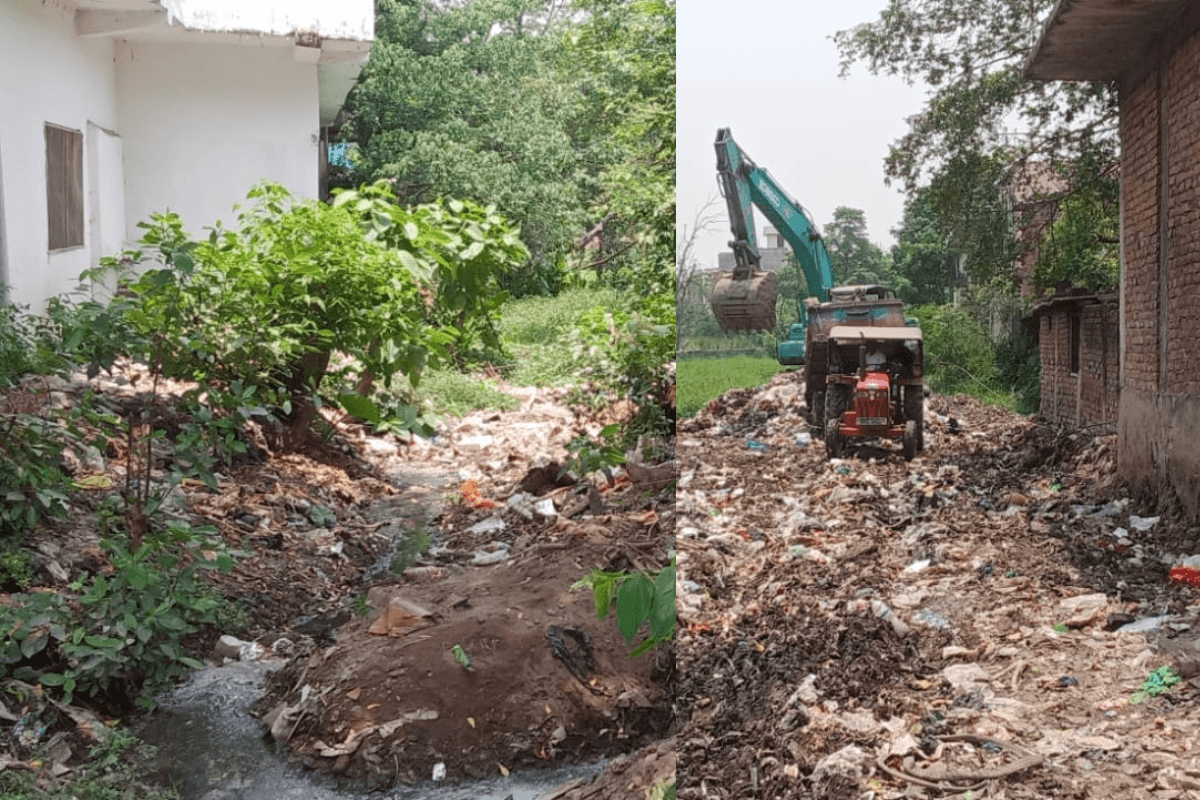 पटना में हाथीखाना मोड़ से नया टोला तक पाइन की उड़ाही अधूरी, जलजमाव का खतरा बरकरार