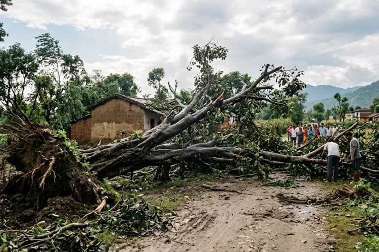 आंधी-बारिश का कहर, घाटशिला विद्युत प्रमंडल में कई पोल गिरे, दर्जनों गांवों में अंधेरा