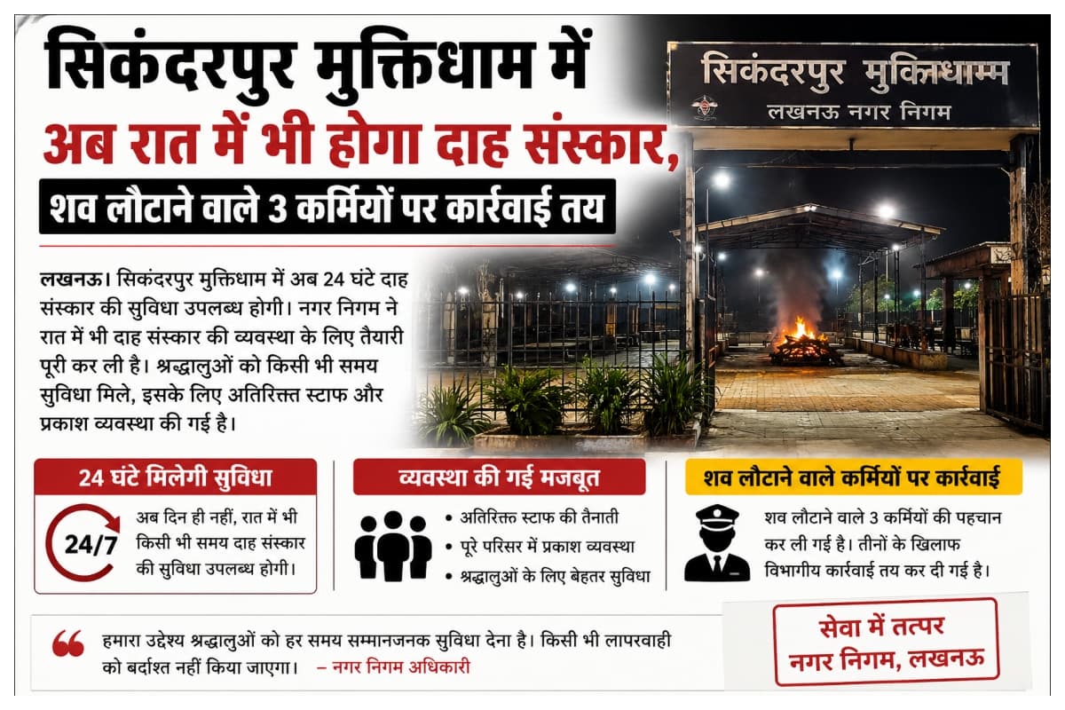 Muzaffarpur News: सिकंदरपुर मुक्तिधाम में अब रात में भी होगा दाह संस्कार