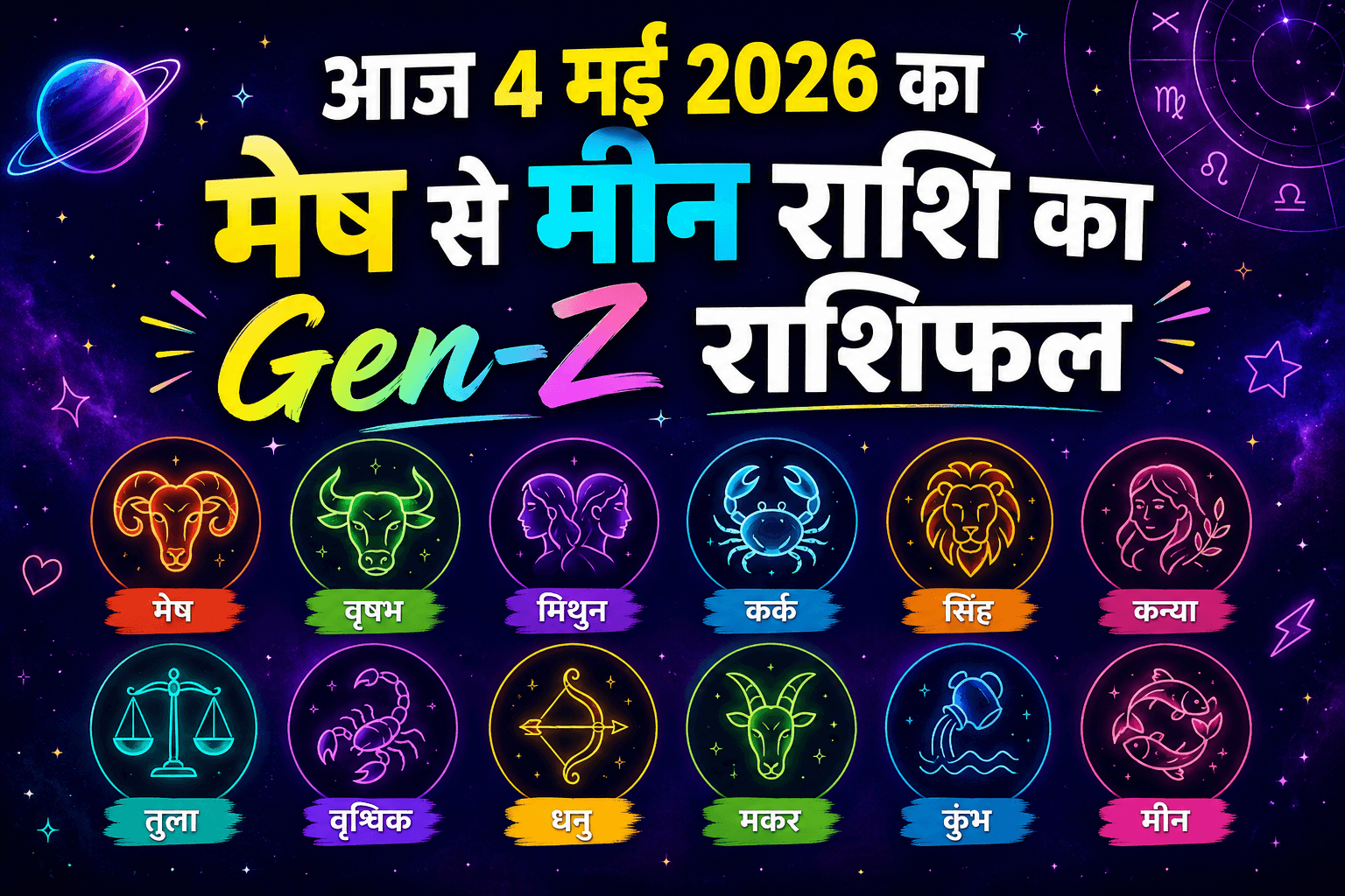 आपके लिए क्या प्लान कर रहे हैं, जाने आज 4 मई 2026 का मेष से मीन राशि का Gen-Z राशिफल