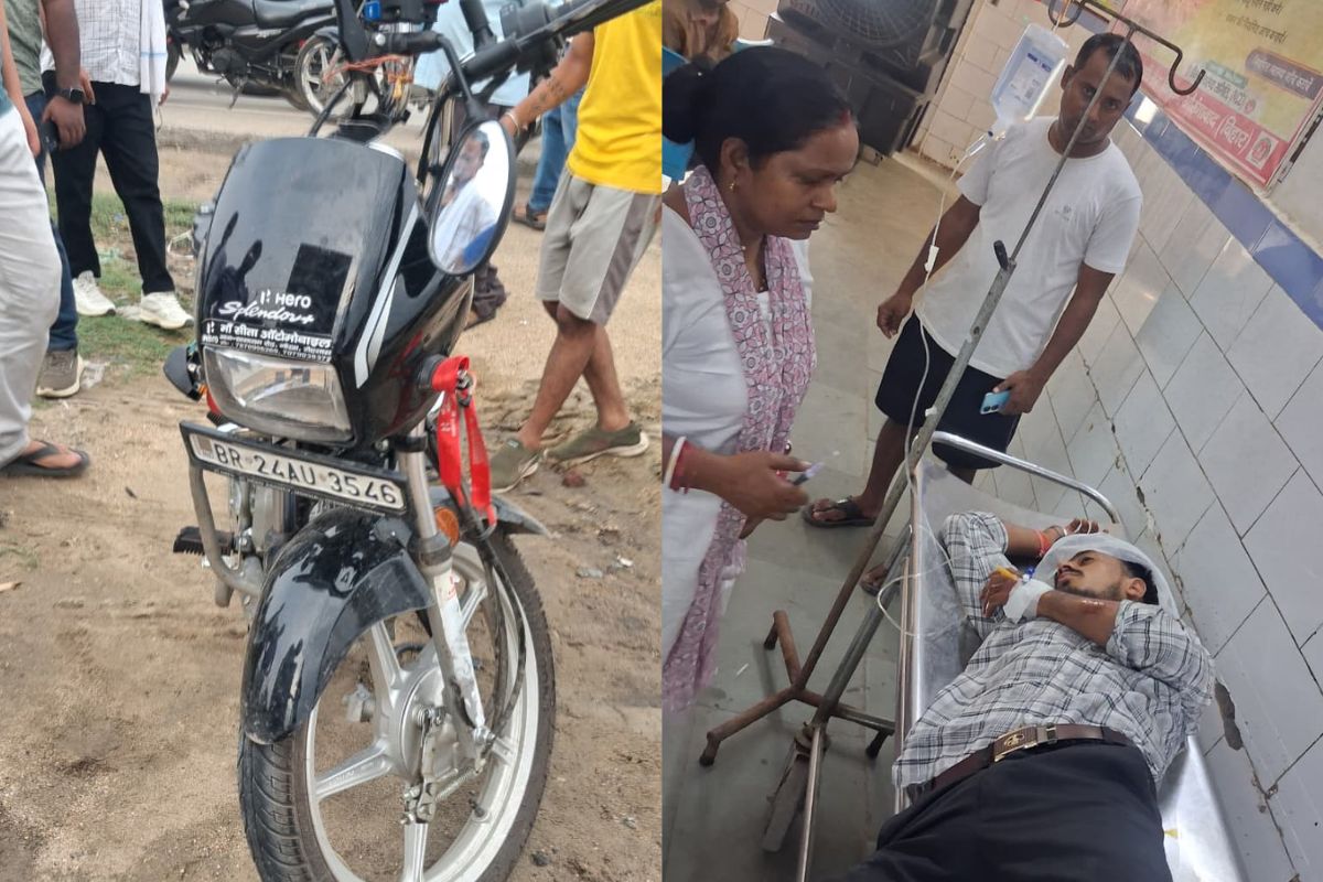 औरंगाबाद में ट्रक की टक्कर से बाइक सवार गंभीर रूप से घायल, भाजपा नेता ने बचाई जान