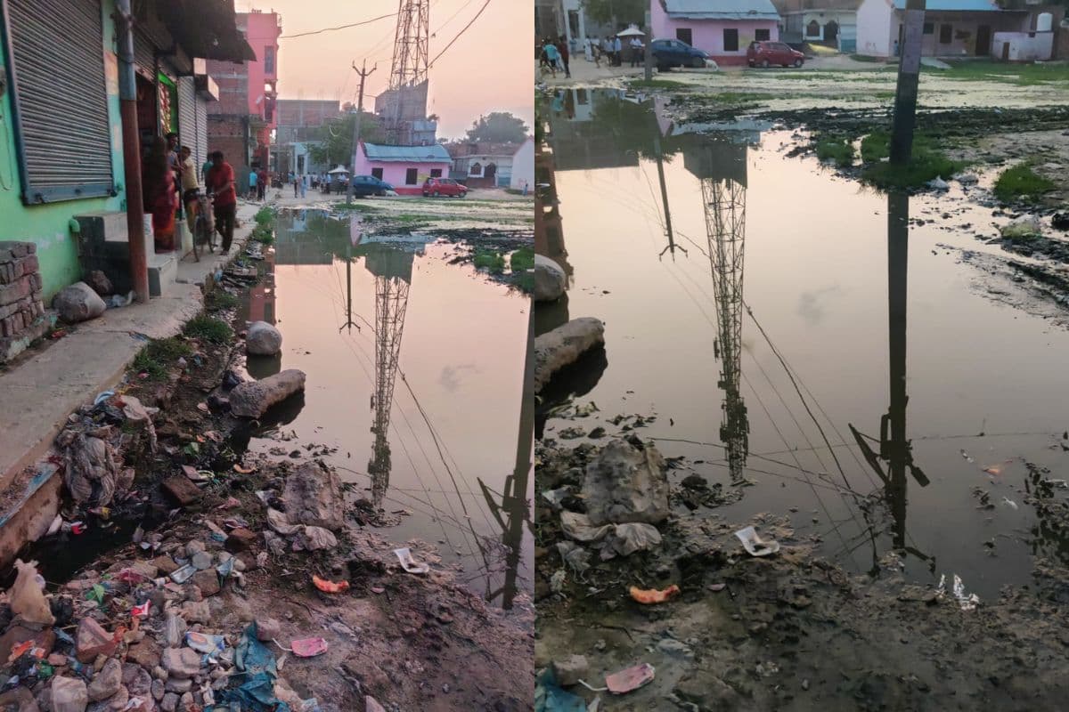 सिसवन के चैनपुर बाजार में जलनिकासी व्यवस्था ध्वस्त, सड़क बनी तालाब