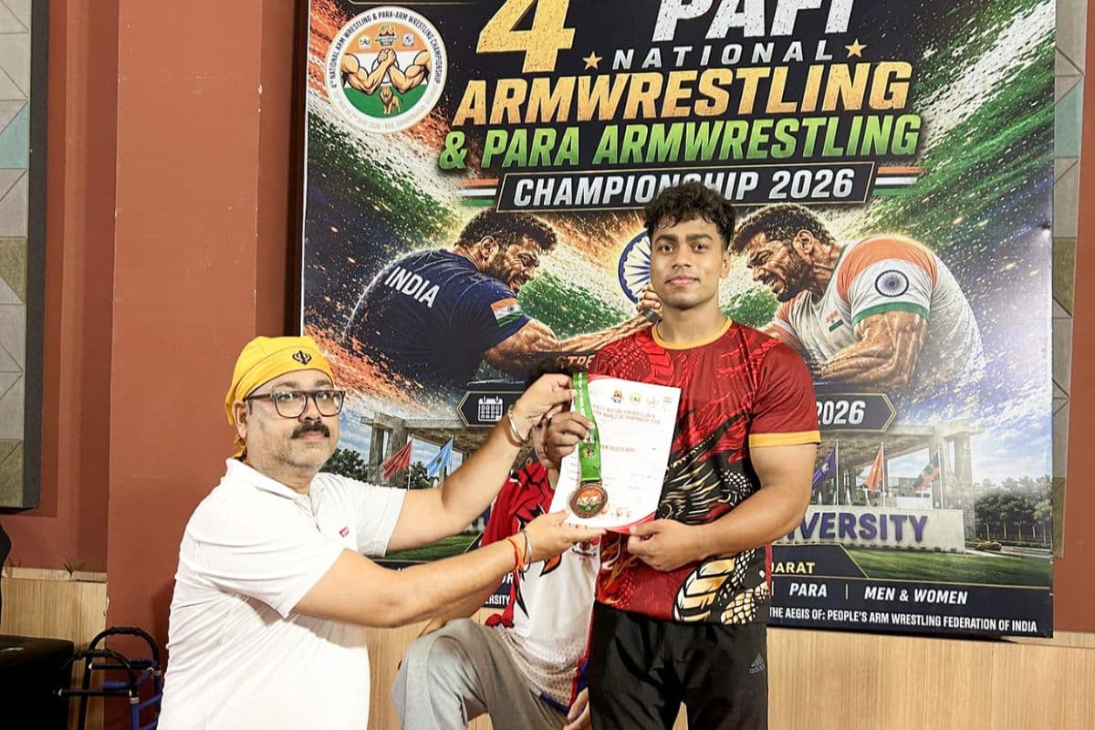 राष्ट्रीय आर्म रेसलिंग प्रतियोगिता में भीखनपुरा का विशाल राय ने जीता कांस्य पदक