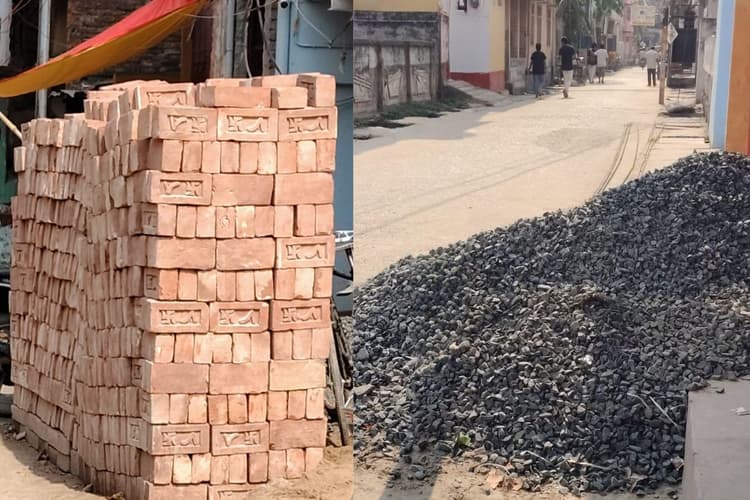 छपरा की सड़कें बनीं निर्माण सामग्री का गोदाम, यातायात व्यवस्था प्रभावित
