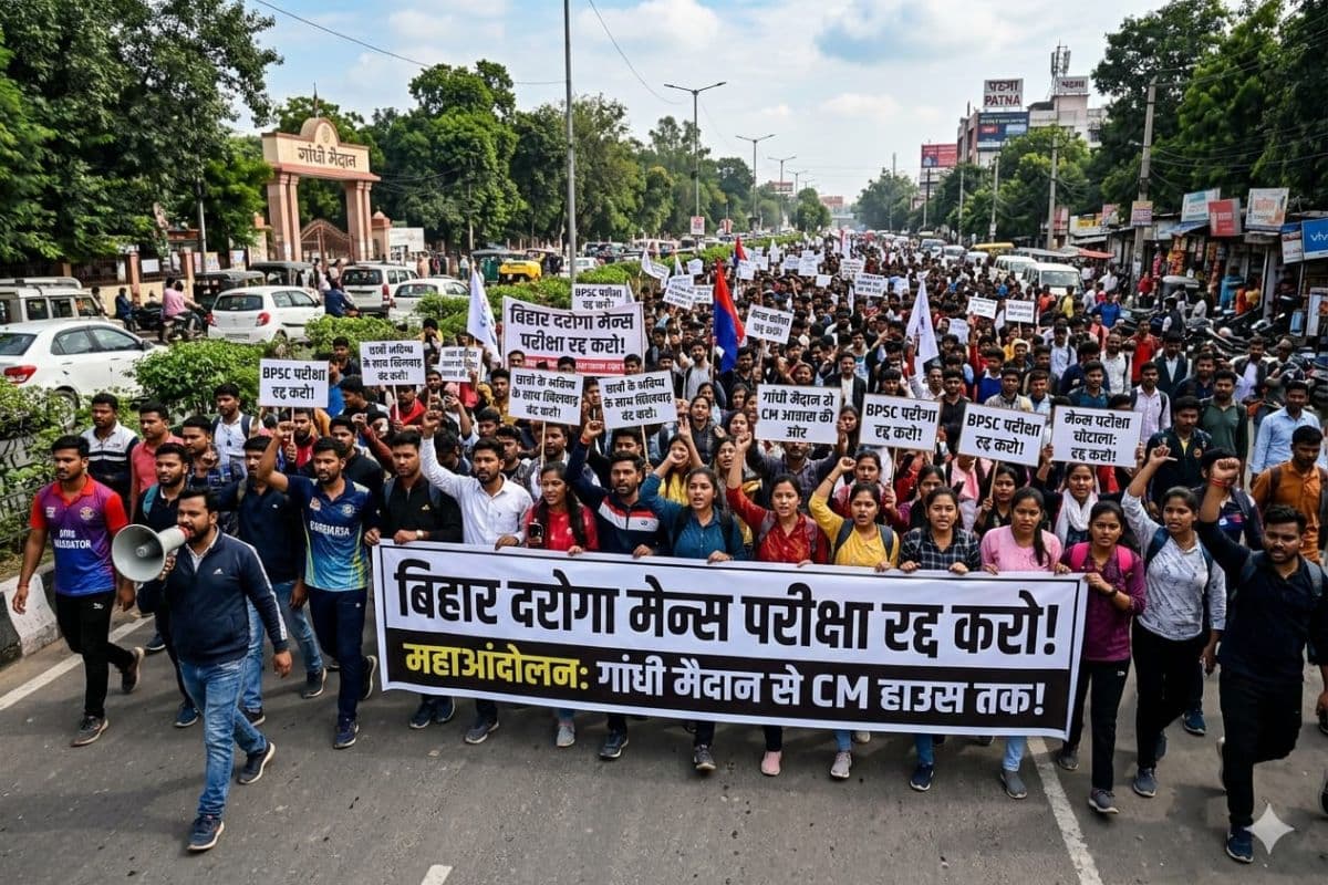 बिहार दरोगा मेन्स परीक्षा को रद्द करने की मांग तेज, आज 10 बजे पटना कॉलेज से शुरू होगा महाआंदोलन, अभ्यर्थी पहुंचेंगे CM हाउस