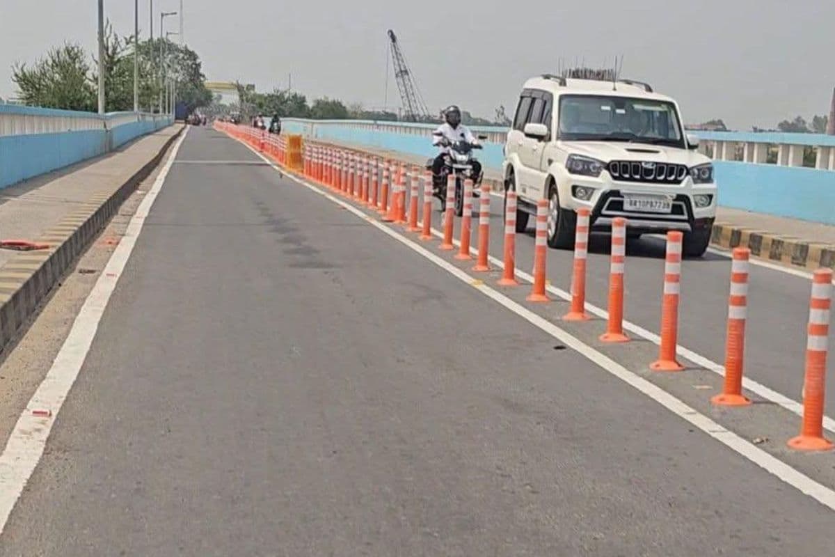 विक्रमशिला सेतु पर लग रहे फ्लेक्सिबल डिवाइडर, ओवरटेकिंग पर लगेगी रोक, जाम से मिलेगी राहत