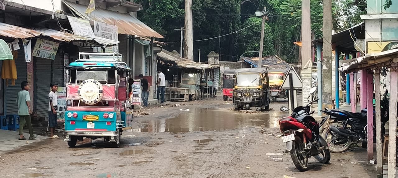 मूसलाधार बारिश से सालमारी बाजार में जलजमाव, लोगों ने नाला निर्माण की उठायी मांग