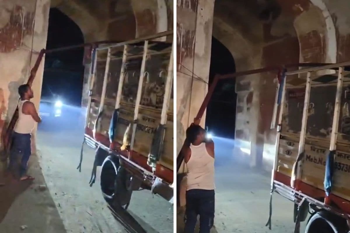 रात के अंधेरे में धड़ल्ले से गुजर रहे भारी वाहन, खतरे में मुंगेर किला का ऐतिहासिक उत्तरी द्वार