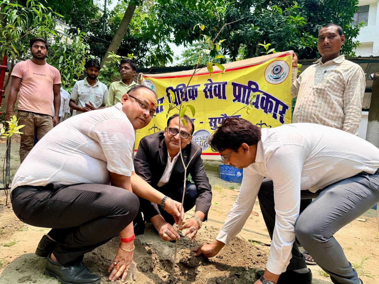 न्यायालय परिसर में न्यायिक पदाधिकारियों ने किया पौधारोपण
