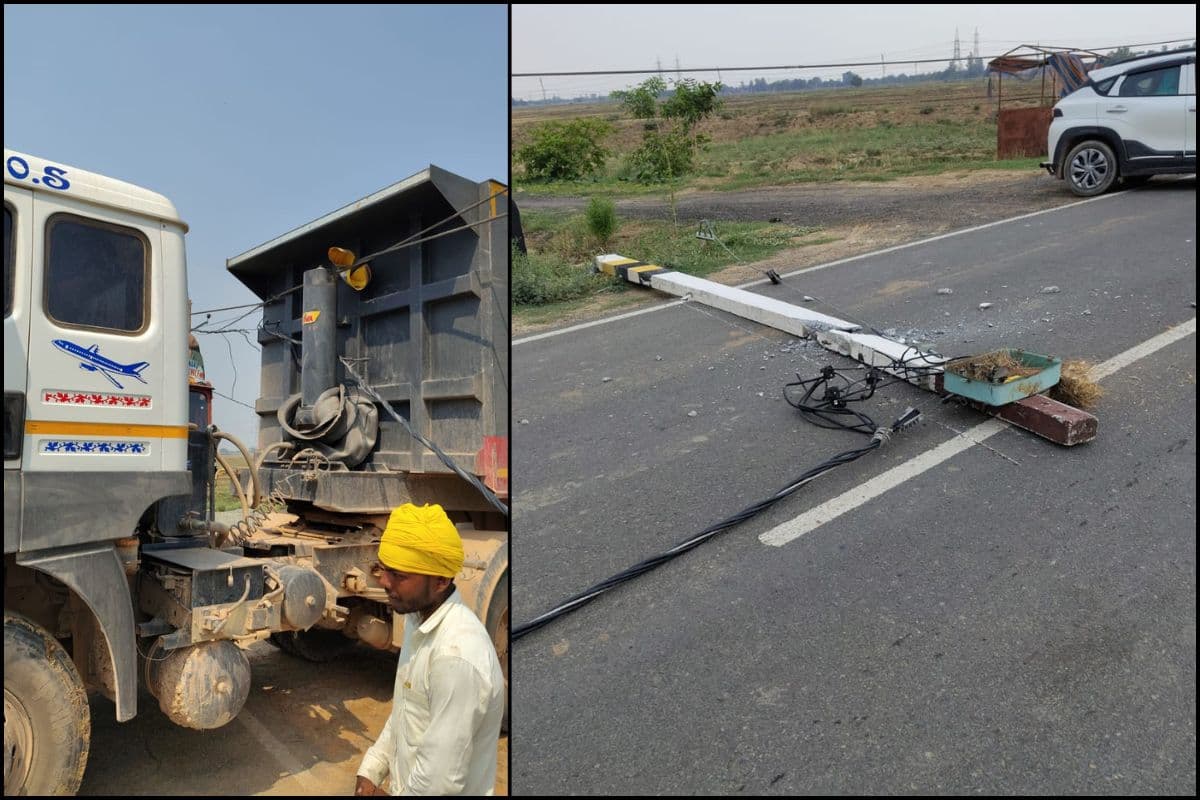 हाईवा ट्रक के डाले से टकराकर फटा हाई वोल्टेज तार, मची अफरा-तफरी
