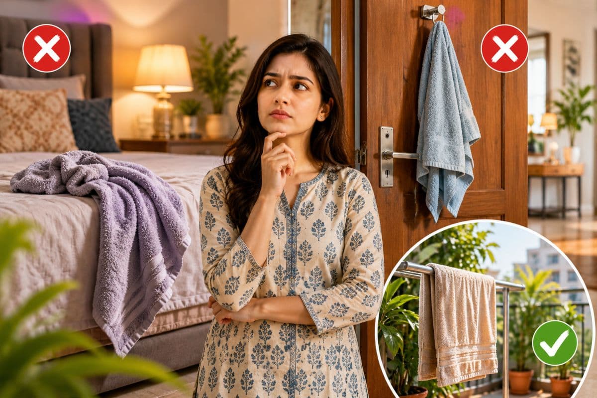 बिस्तर या दरवाजे पर गीला तौलिया टांगना शुभ होता है या अशुभ? जानिए इस बारे में क्या कहता है वास्तु शास्त्र