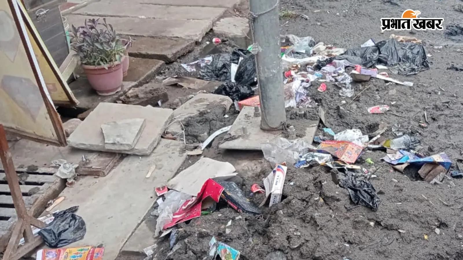 सड़क पर फैला कचरा सड़क पर फैला कचरा
