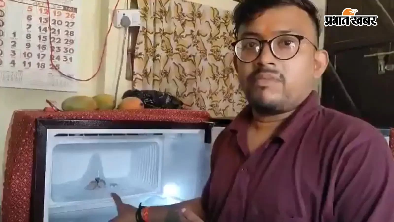 फ्रिज के अंदर बर्फ से बनी शिविलंग जैसी आकृति फ्रिज के अंदर बर्फ से बनी शिविलंग जैसी आकृति