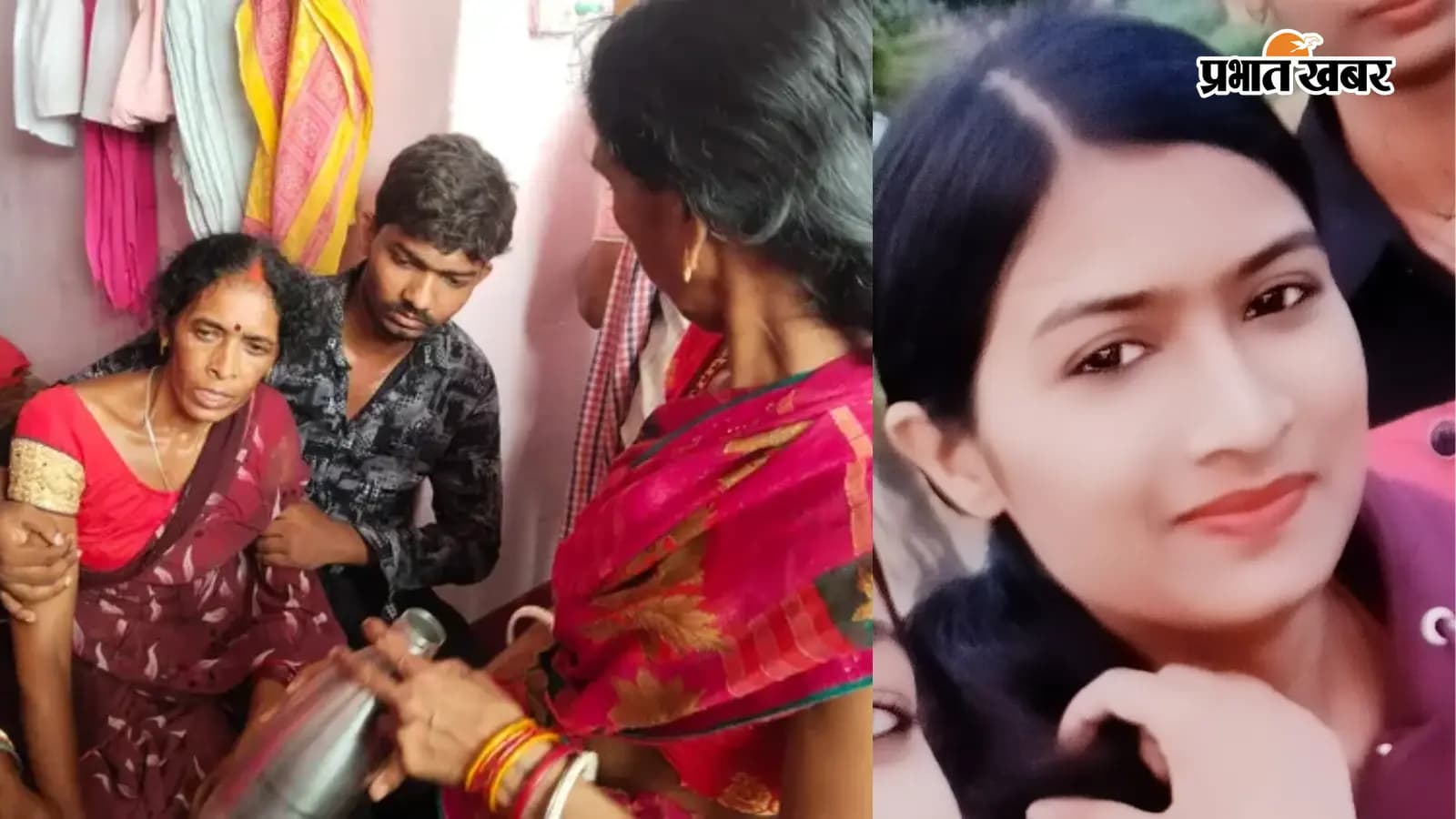रोते-बिलखते परिजन और मृतका का फाइल फोटो