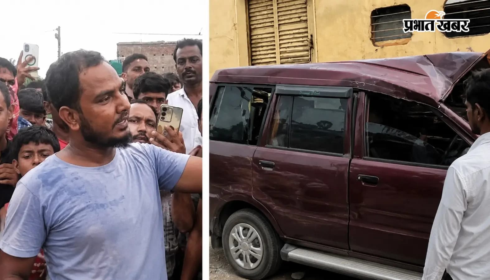 हादसे का शिकार वैन हादसे का शिकार वैन