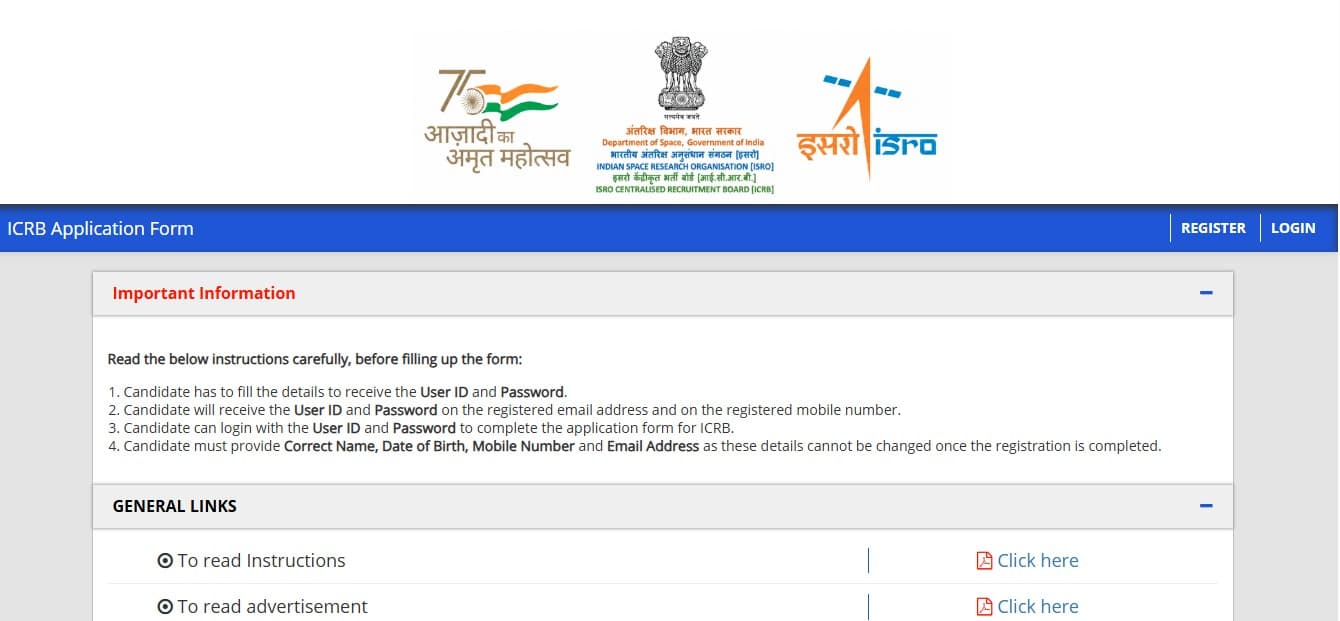ISRO Vacancy Online Apply Website