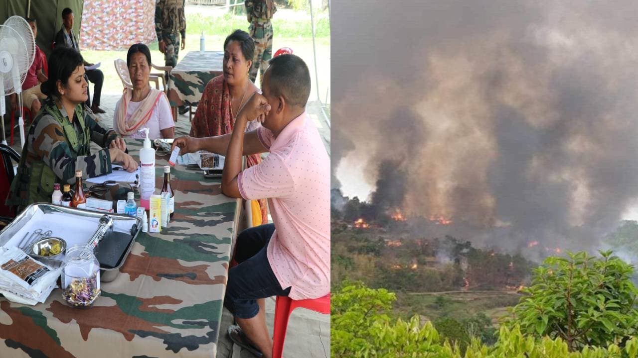 मणिपुर में नहीं थम रही हिंसा : सेना ने लगाया मेगा हेल्थ कैंप, उग्रवादियों ने ‘समझौते वाले शिविर’ में लगाई आग मणिपुर में नहीं थम रही हिंसा : सेना ने लगाया मेगा हेल्थ कैंप, उग्रवादियों ने ‘समझौते वाले शिविर’ में लगाई आग