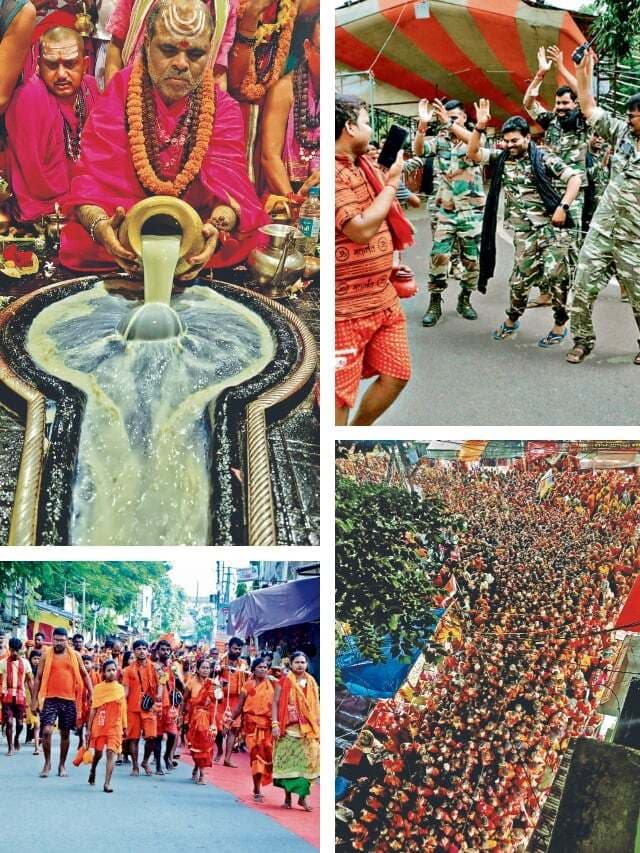 श्रावणी मेला : बाबा बैद्यनाथ धाम में उमड़ा भक्तों का सैलाब, कांवरियों के साथ झूमकर नाचे पुलिस जवान