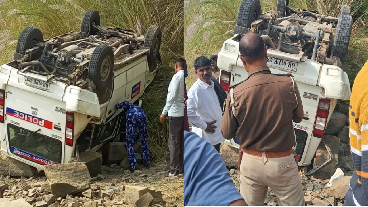 औरंगाबाद में बिहार के मंत्री श्रवण कुमार की स्कॉट गाड़ी पलटी, 5 पुलिसकर्मी जख्मी, 2 को किया गया रेफर औरंगाबाद में बिहार के मंत्री श्रवण कुमार की स्कॉट गाड़ी पलटी, 5 पुलिसकर्मी जख्मी, 2 को किया गया रेफर