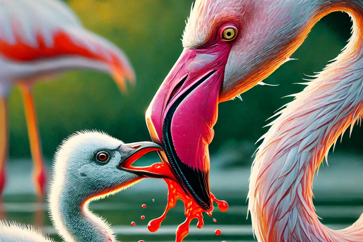Is this flamingo feeding blood to its baby: क्या फ्लेमिंगो अपने बच्चे को blood feeding कराते है? जानिए सच्चाई और ‘क्रॉप मिल्क’ के बारे में