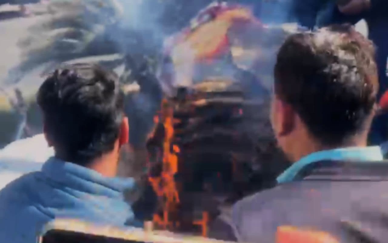 Bike Caught Fire During Fireworks in Ranchi