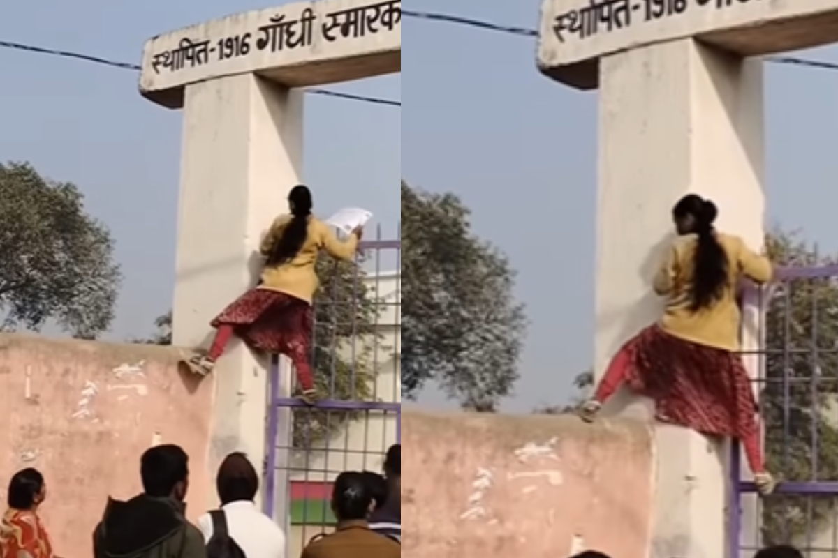 Viral Video Girl Jumped From School Wall In Bihar Viral Video Girl Jumped From School Wall In Bihar