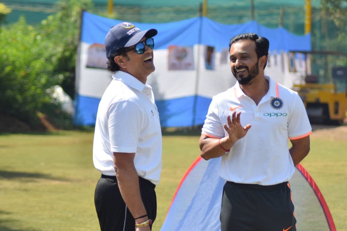 Sachin Tendulkar and Kedar Jadhav Sachin Tendulkar and Kedar Jadhav