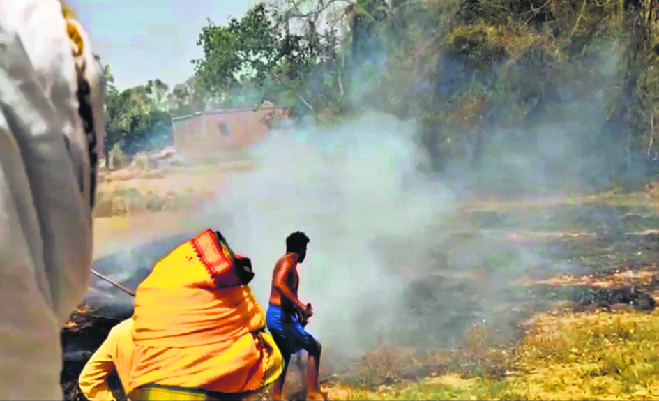 अगलगी में तीन सौ से अधिक गेहूं के बोझे जले