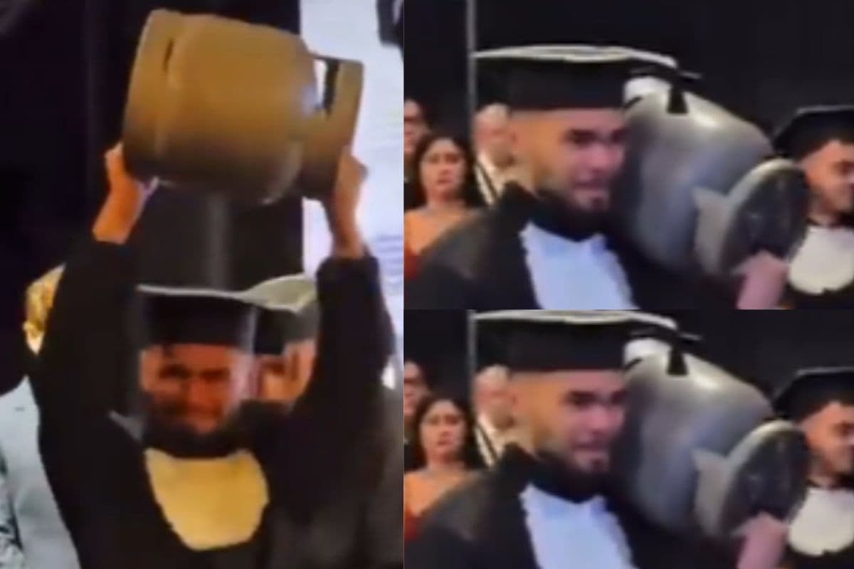 CONVOCATION DAY MAN BRING SILINDER WITH HIMSELF TO TRIBUTE FATHER