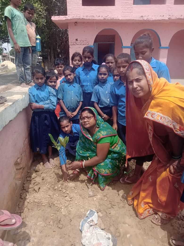 Madhubani News : एक पेड़ मां के नाम अभियान में बच्चों ने लगाये फलदार पौधे