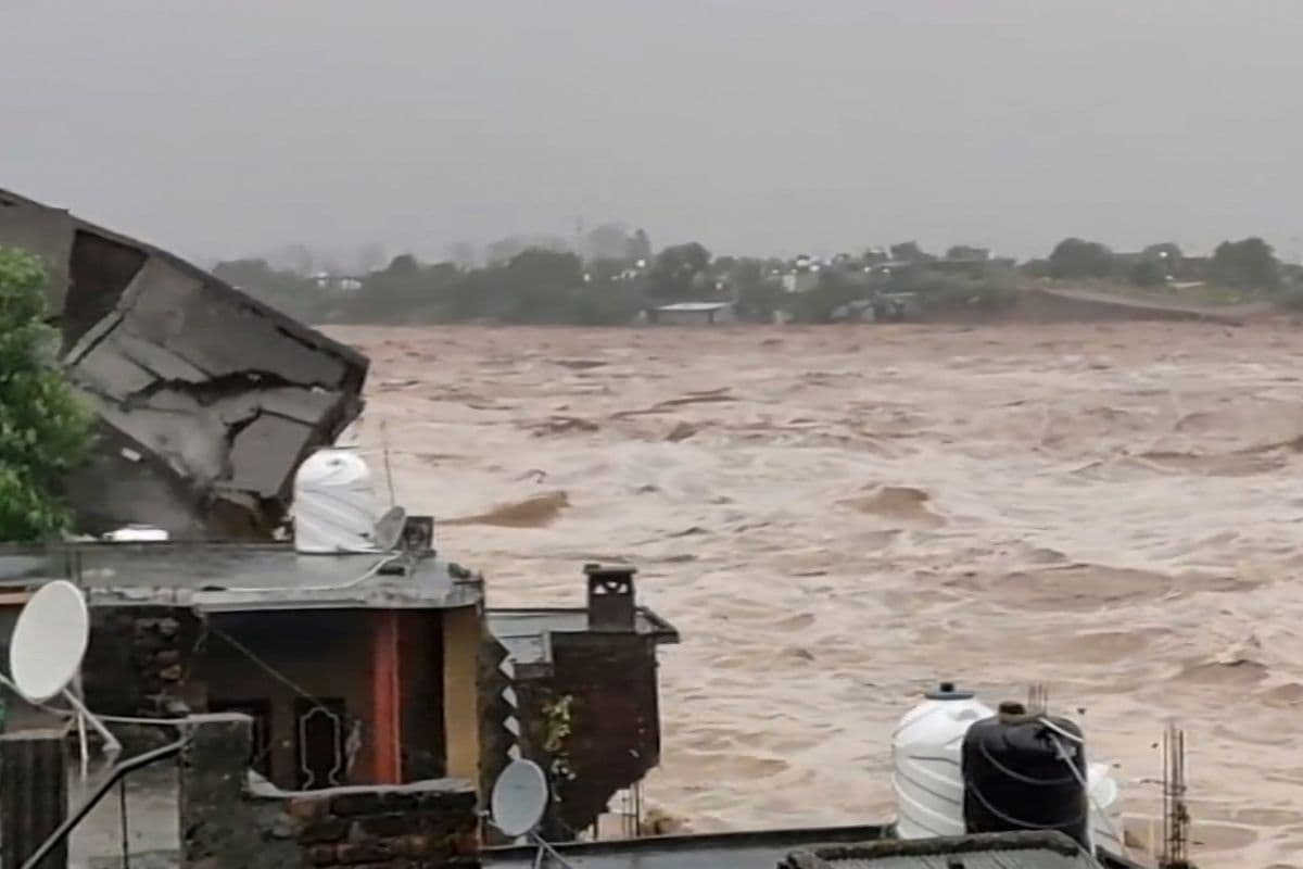 Tawi river flows in spate after relentless rainfall Tawi river flows in spate after relentless rainfall