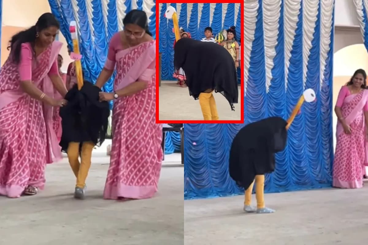 Viral Video boy dresses as Ostrich in fancy dress contest Viral Video boy dresses as Ostrich in fancy dress contest