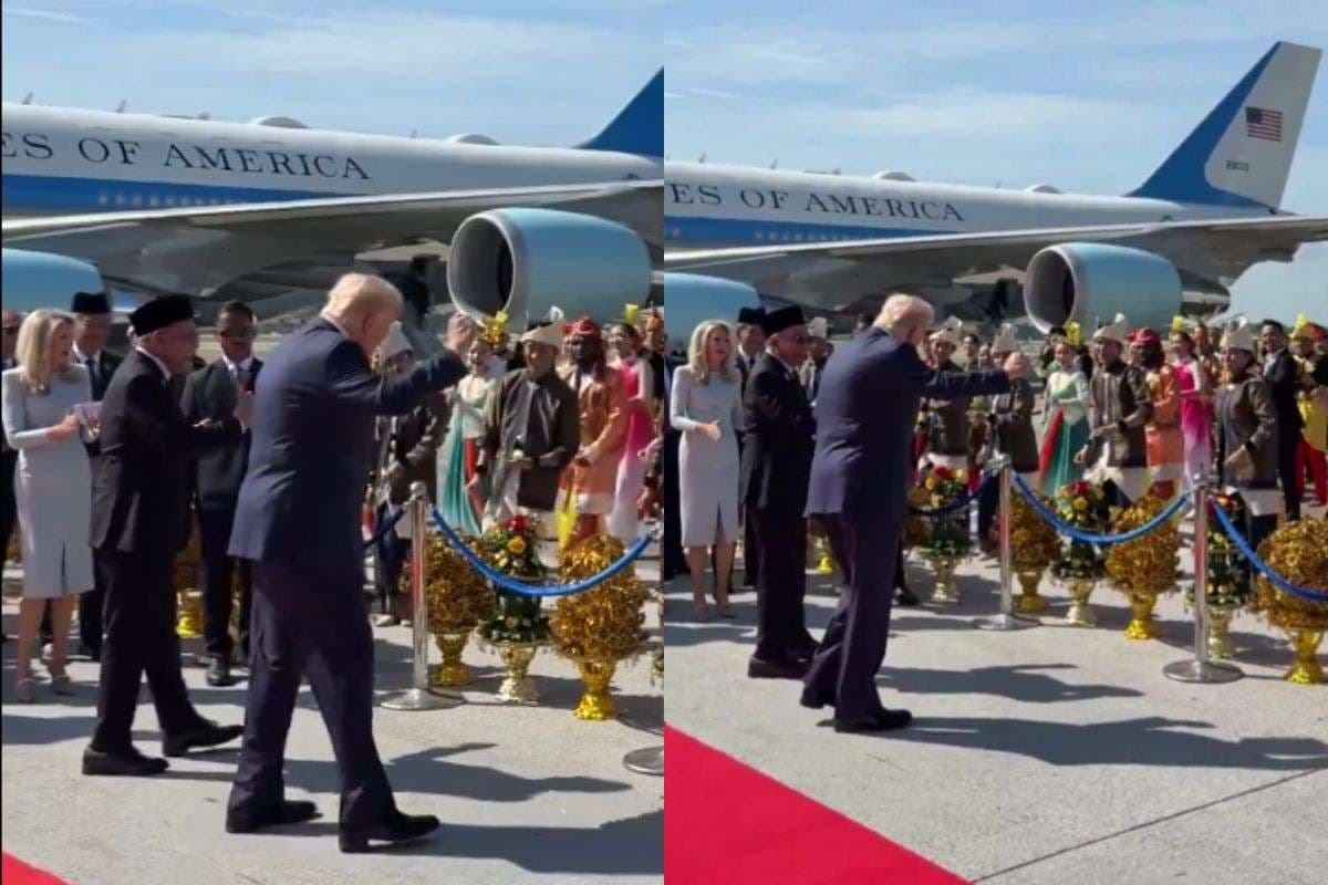 US President Donald Trump Arrived Malaysia showed dance moves at airport