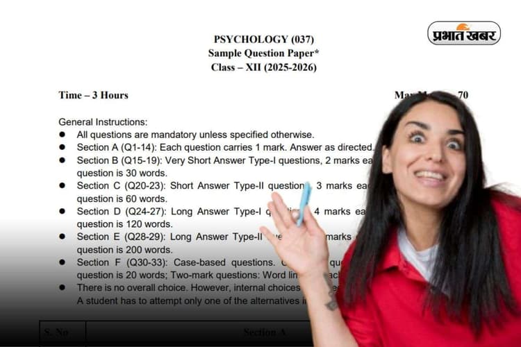 CBSE Board Sample Paper 2026 Psychology For Class 12: एक दो नहीं पूरे 6 सेक्शन होंगे, देखें साइकोलॉजी का परीक्षा पैटर्न