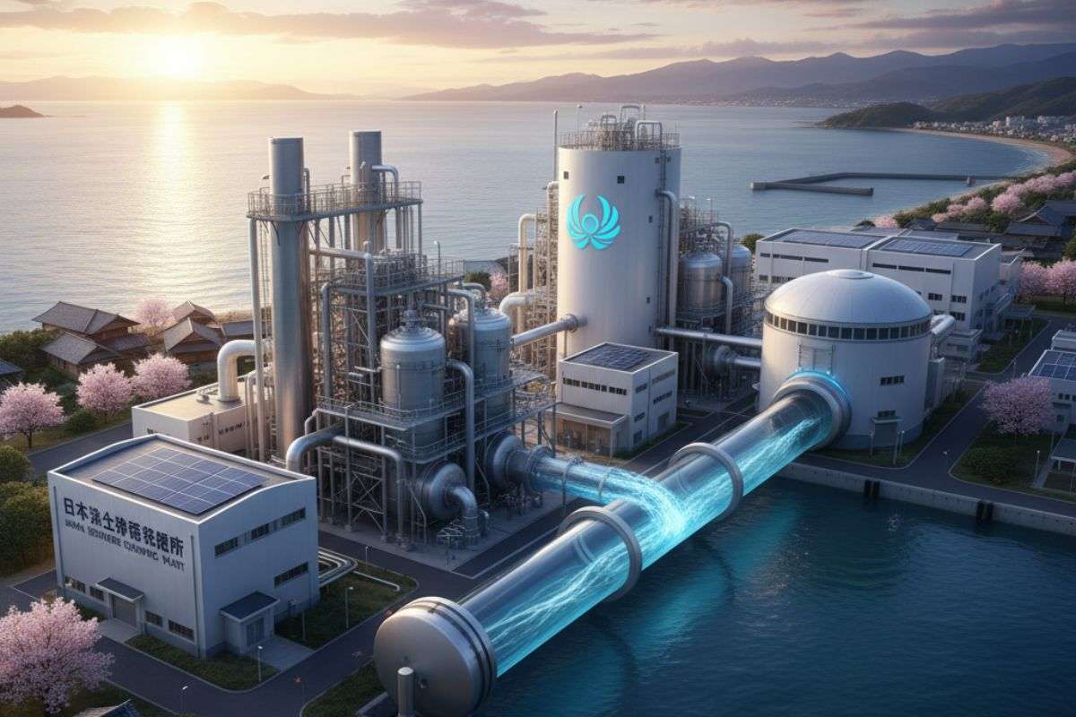 Japan Generates Electricity From Seawater osmotic power plant/ Ai Image Japan Generates Electricity From Seawater osmotic power plant/ Ai Image