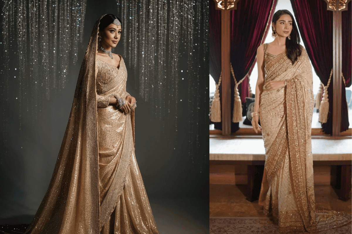 Sequin Saree Look for Reception
