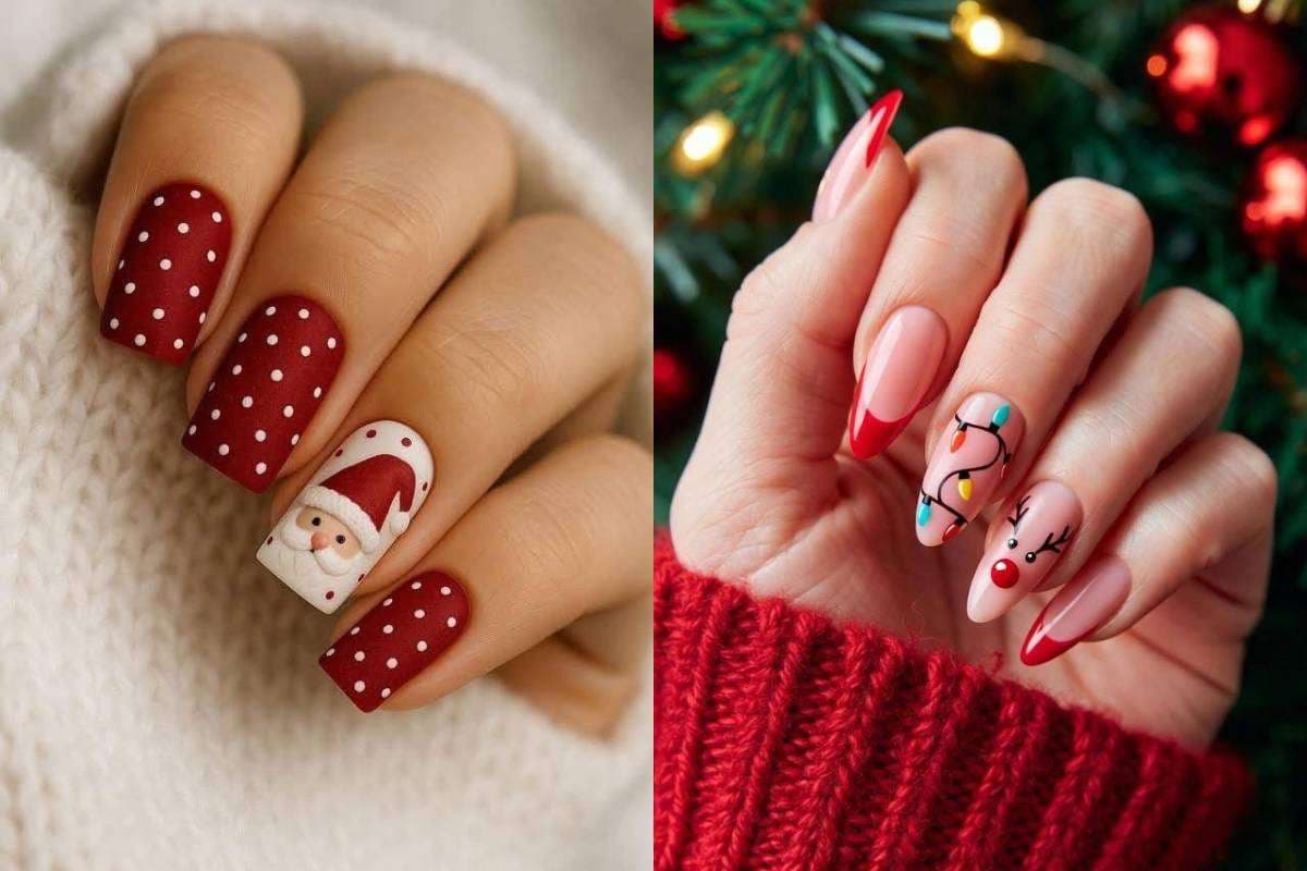 Cute Santa Nail Art Design for Christmas 2025