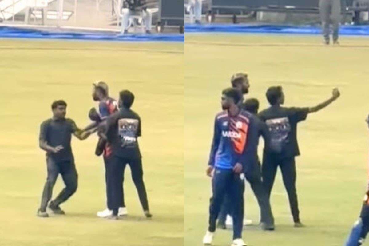 Hardik Pandya With Fan and Security Hardik Pandya With Fan and Security