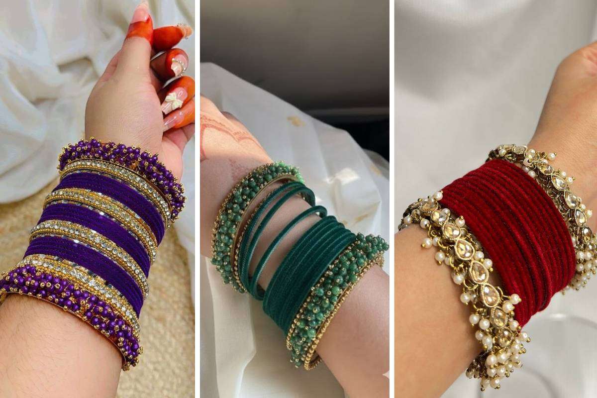 Latest Velvet Bangles Design set for women Latest Velvet Bangles Design set for women