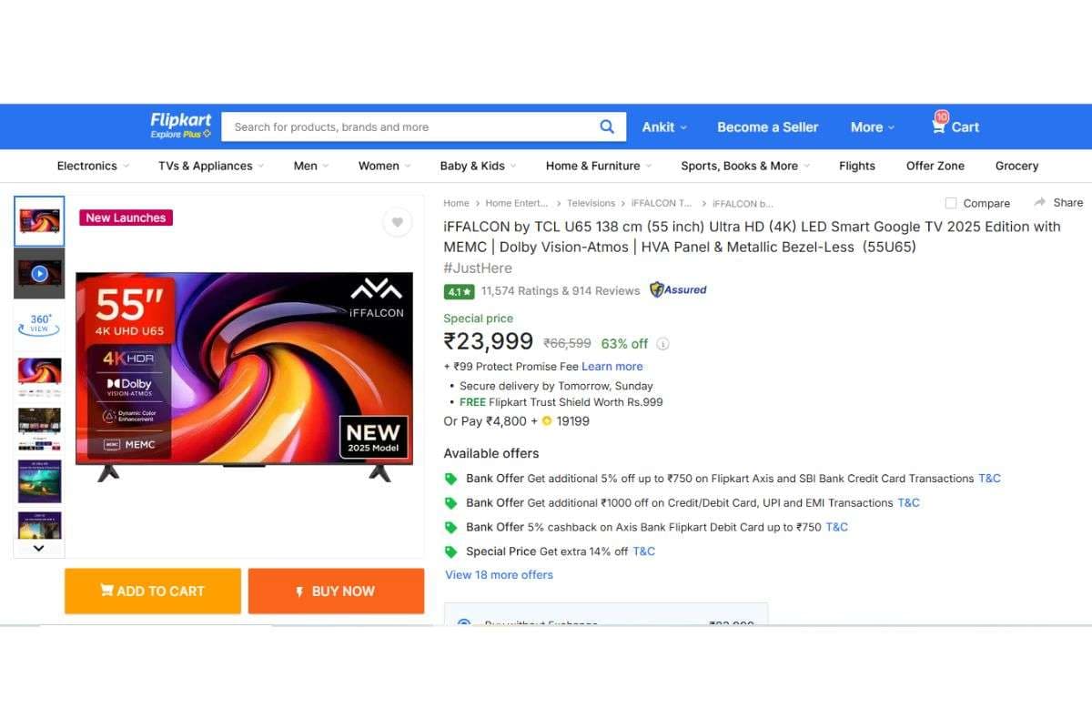 iFFALCON TCL 55 inch Smart TV