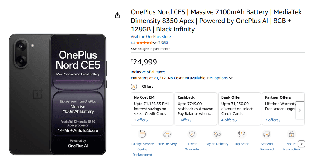 OnePlus Nord CE5 Price Details