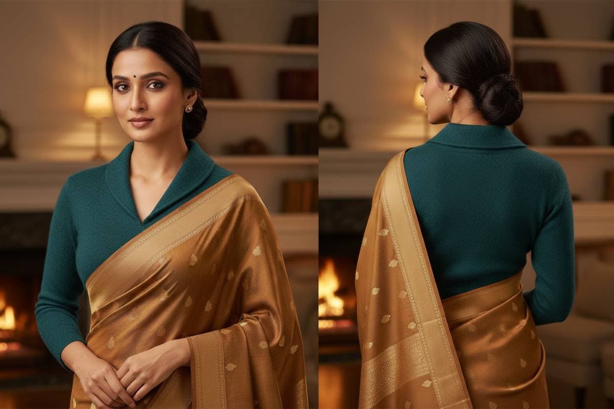 Collar Neck Woolen Blouse Design