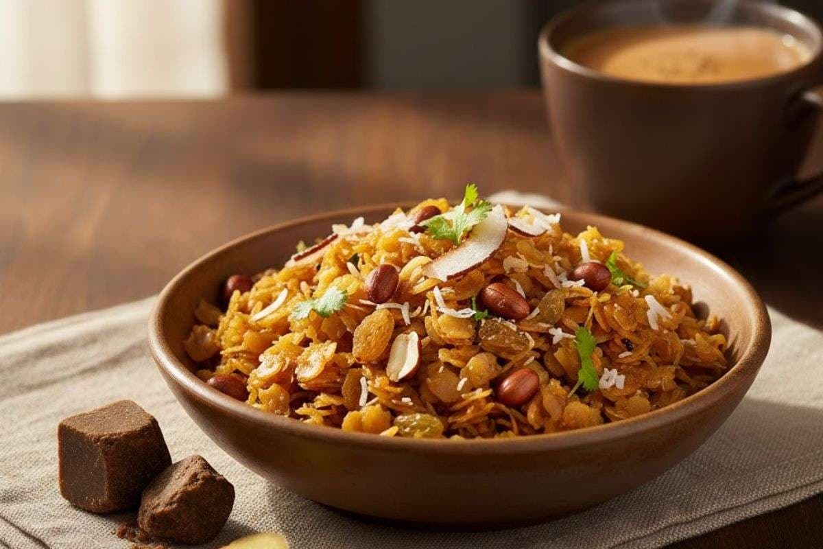 Gud Poha Recipe: ठंडी सुबह को गर्मी और एनर्जी से भर देगी गुड़ पोहा, मिनटों में होगा तैयार Gud Poha Recipe: ठंडी सुबह को गर्मी और एनर्जी से भर देगी गुड़ पोहा, मिनटों में होगा तैयार