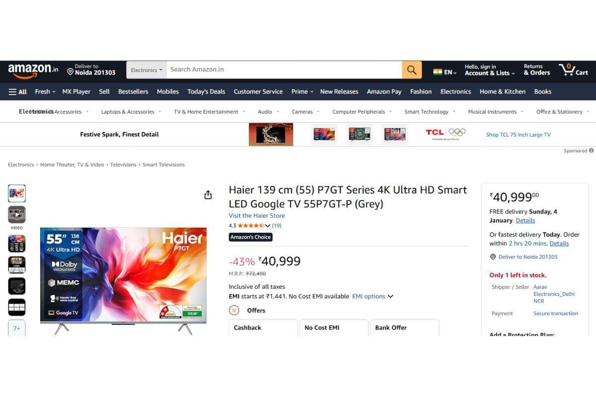 Haier 4K Ultra HD Smart LED Google TV (55 inch)