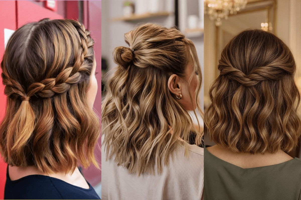 Half Up Half Down Short Hairstyle For Women