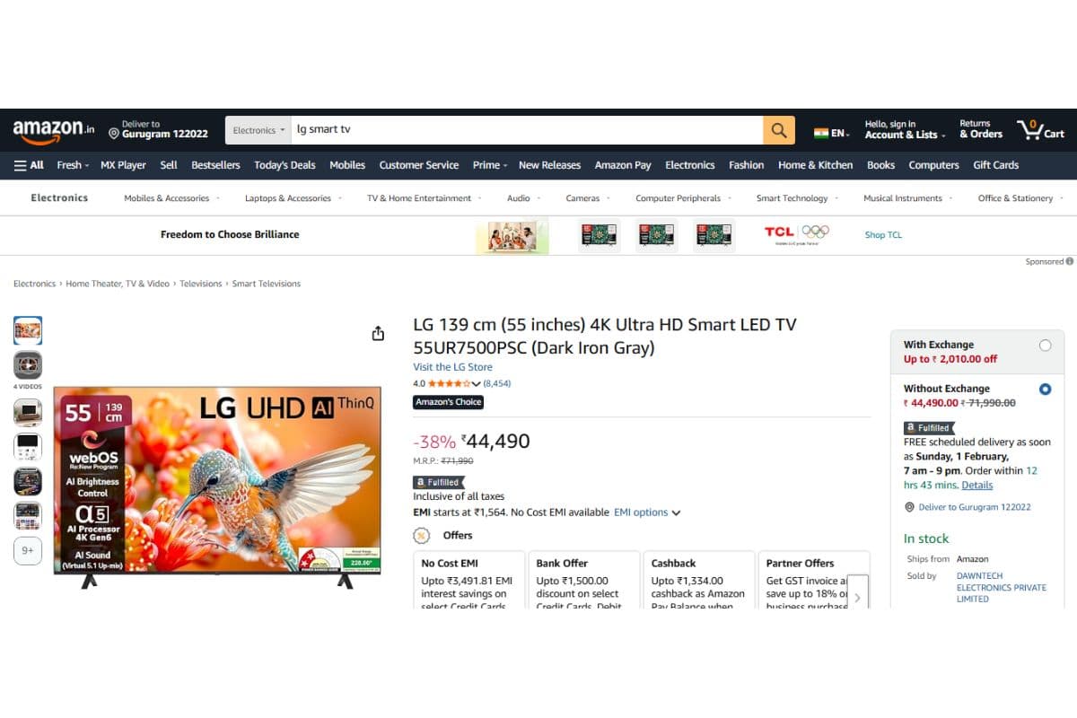 LG 4K Ultra HD Smart LED TV UR Series (55 inches)