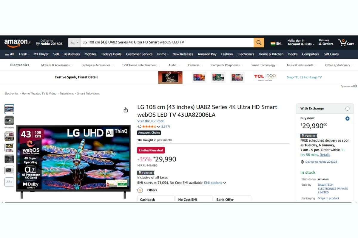 LG UA82 Series 4K Ultra HD Smart TV (43 inch)