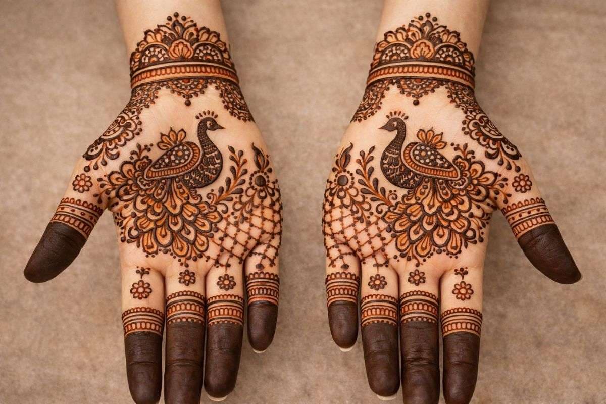 एआई सिंपल मोर लोहड़ी मेहंदी डिजाइन