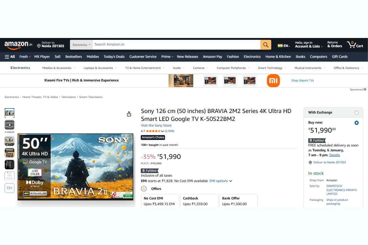 Sony 126 cm (50 inches) BRAVIA 4K Ultra HD Smart LED Google TV
