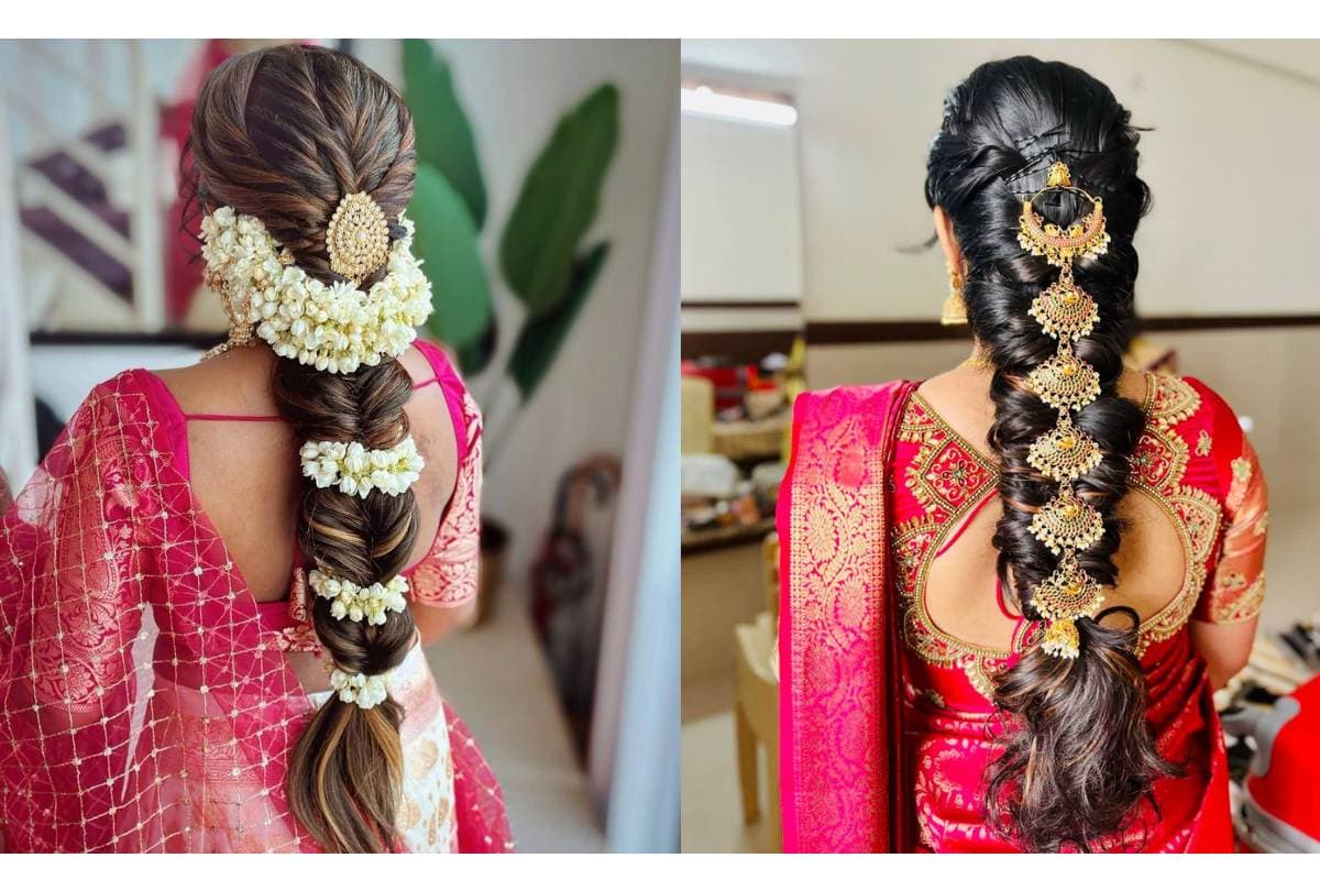 South Indian Style Braid Hairstyle with Accessories